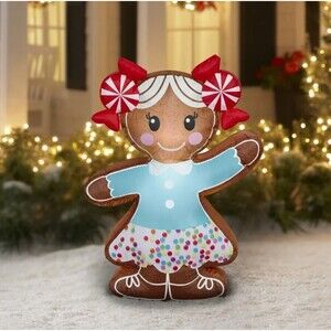 Holiday Time 2024 Christmas  Gingerbread Girl 4' Tall Air Blown Inflatables New